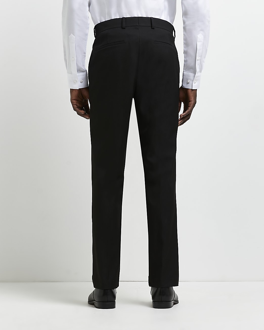 Black slim fit twill suit trousers