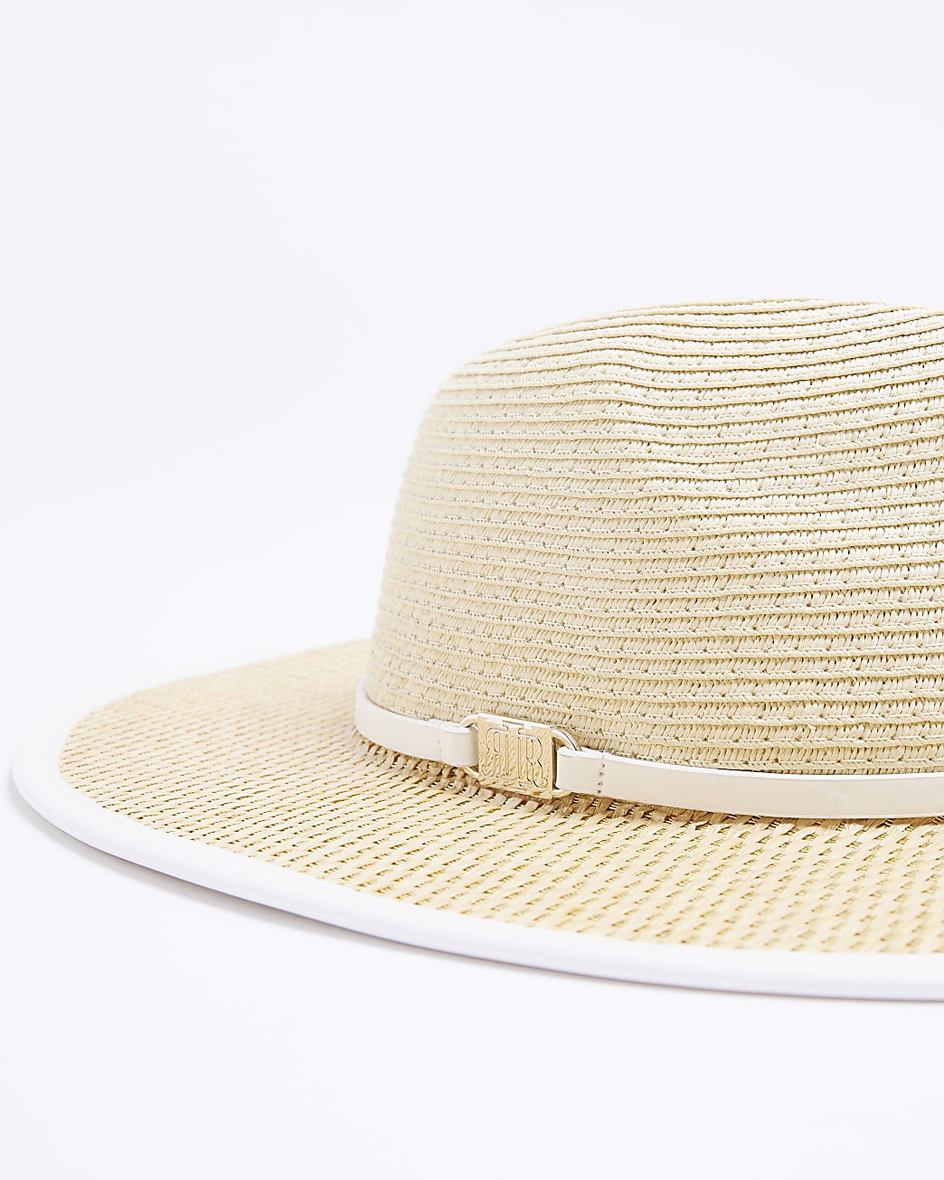 Beige Straw Fedora Hat