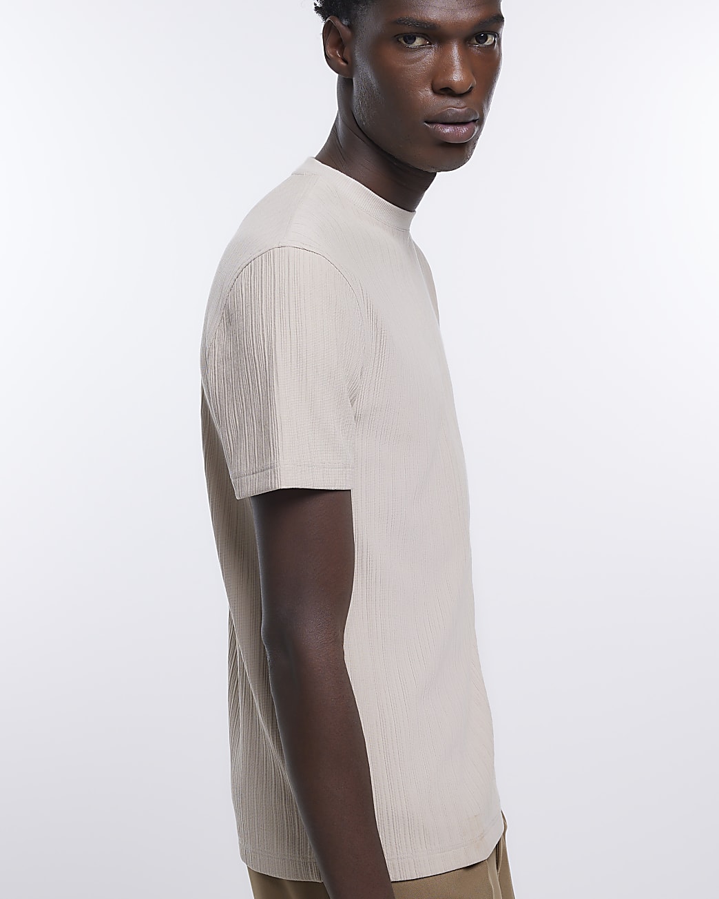 Stone slim fit rib t-shirt