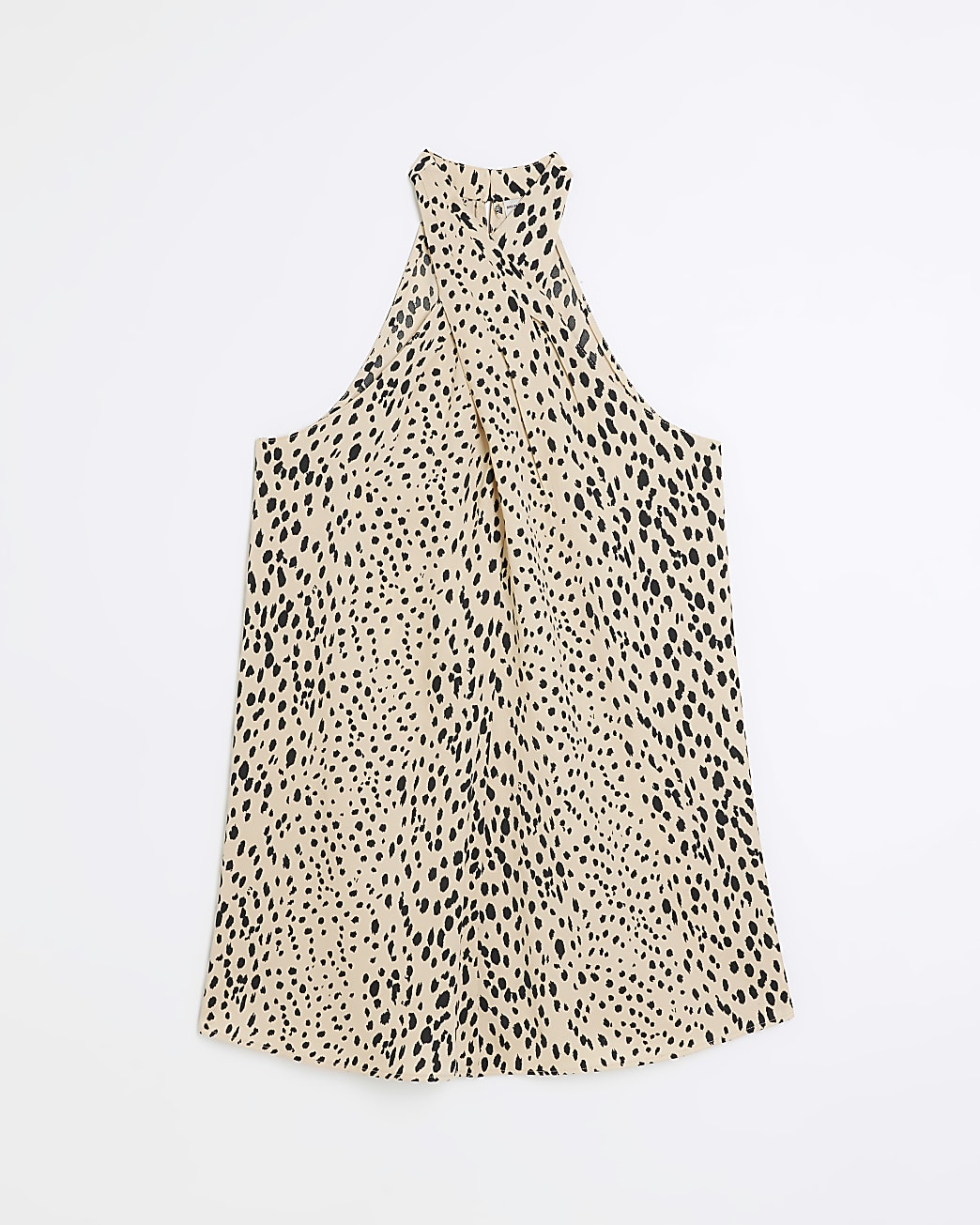 Beige animal print halter shift mini dress