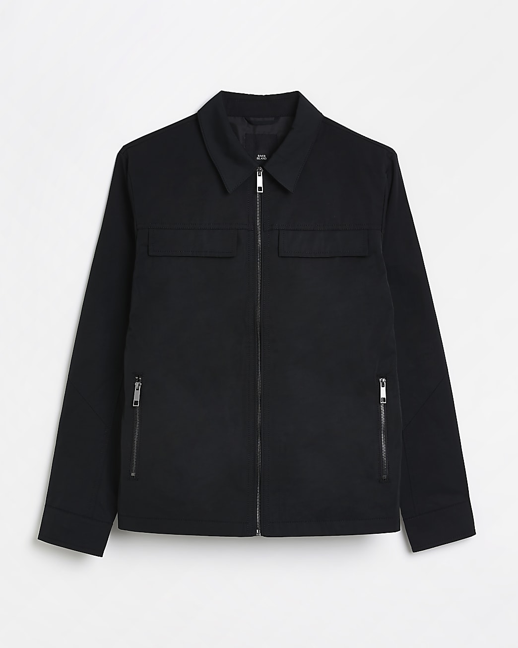 Black regular fit nylon shacket