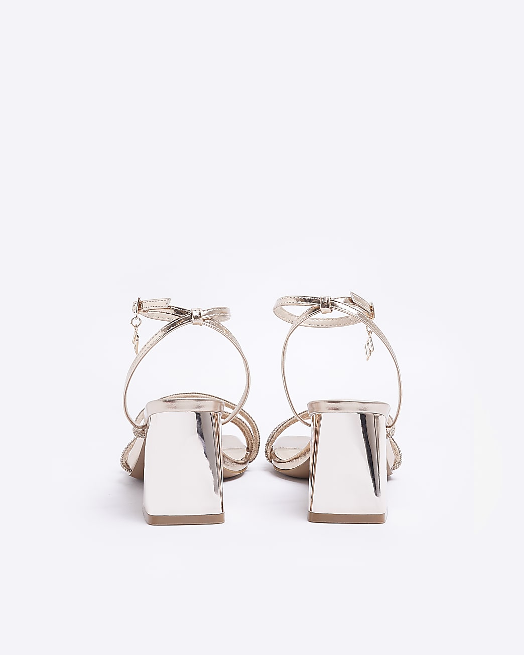 Rose gold wide fit strappy heeled sandals