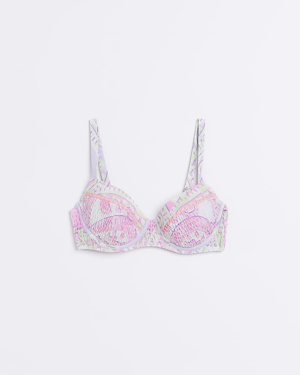 Purple print balconette bikini top