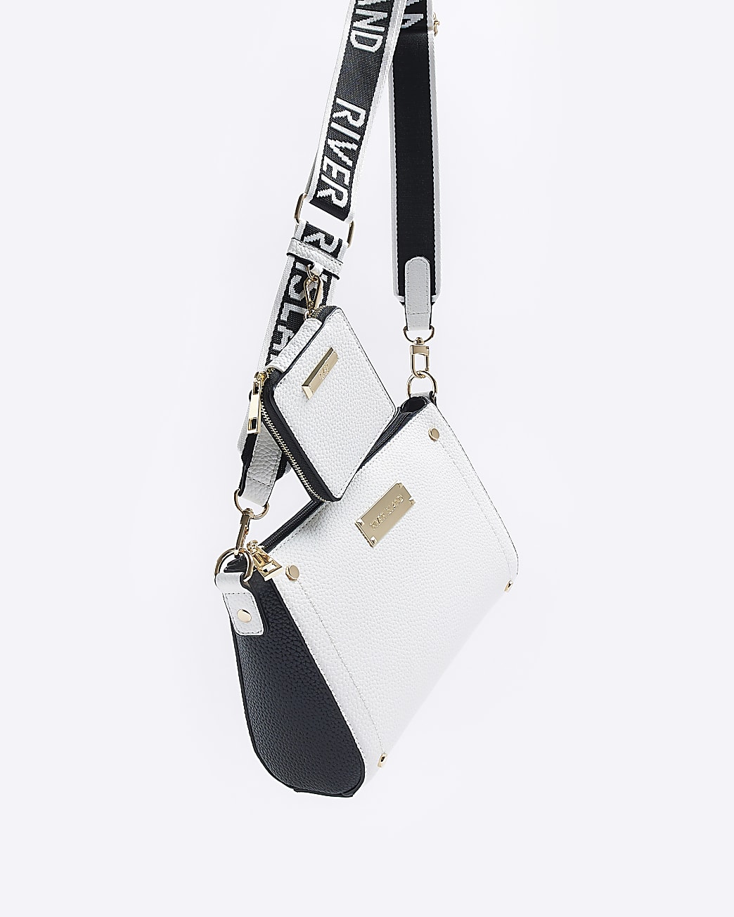 White RI monogram cross body bag