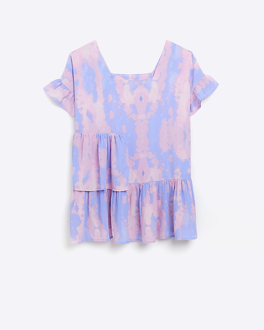 Blue marble print smock dress