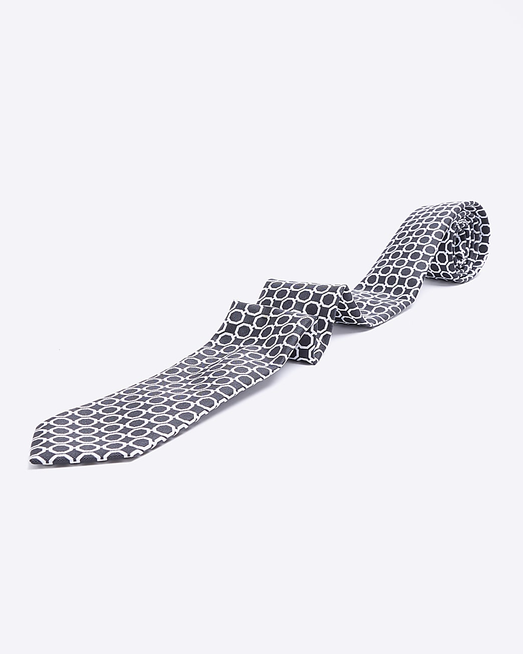 Black geometric print tie