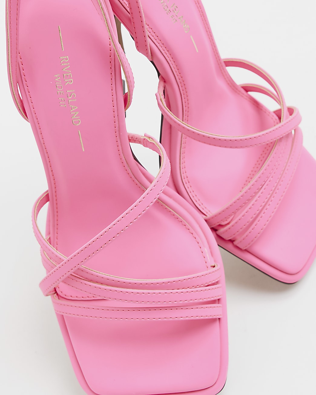 Pink wide fit strappy heeled sandals