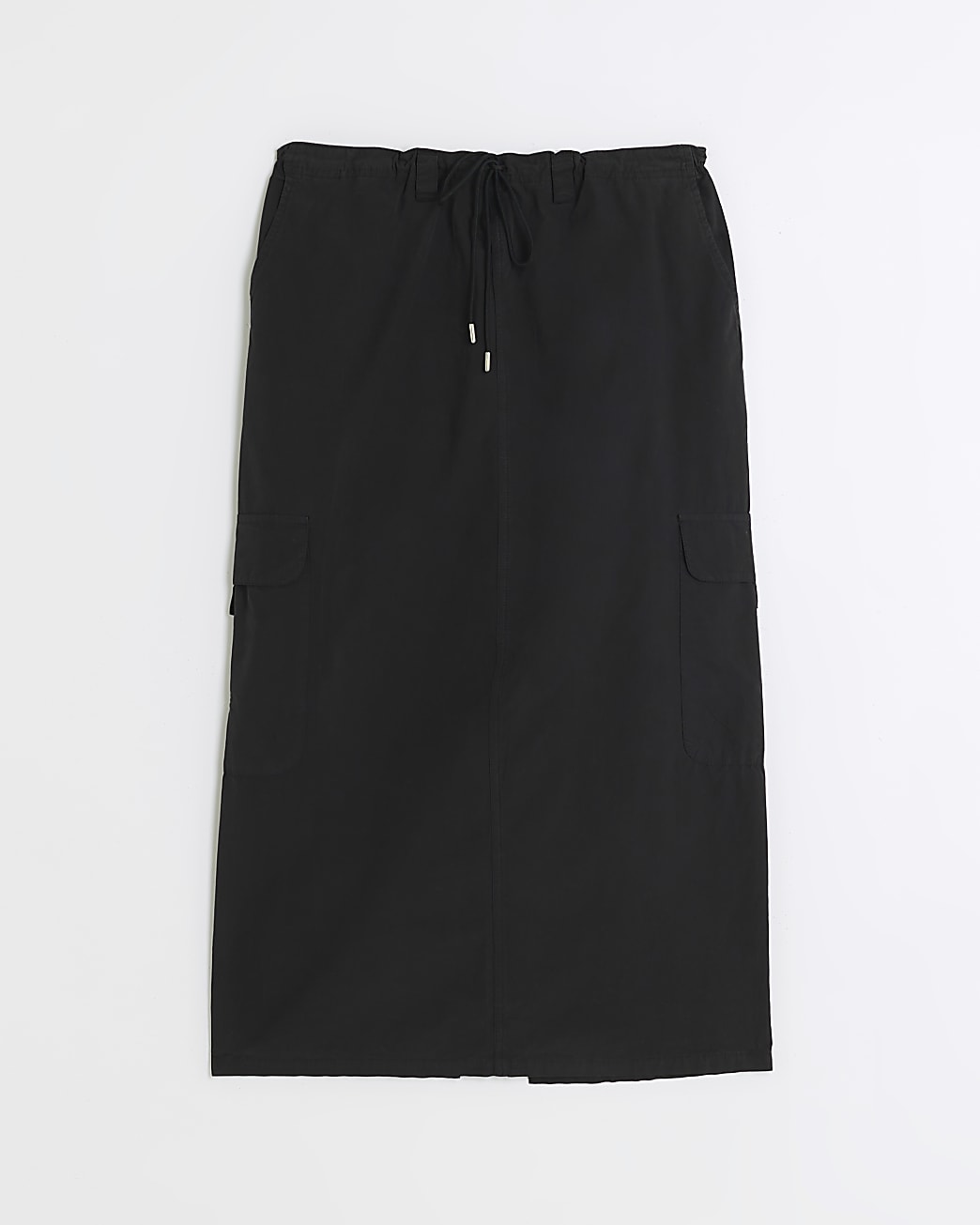 Black low waist parachute maxi skirt