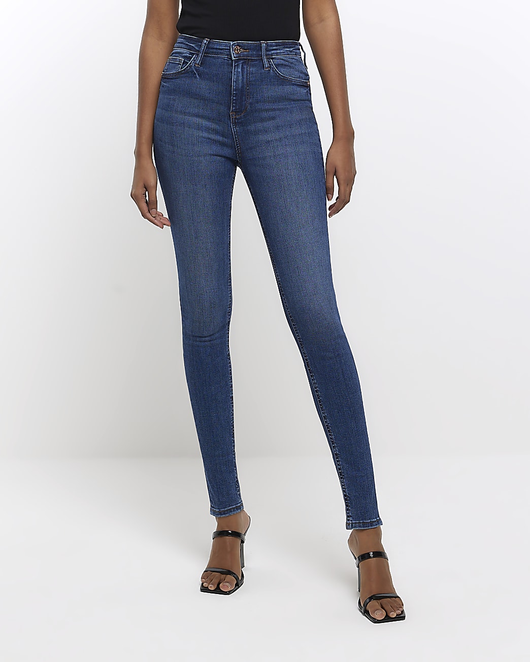 Blue high waisted bum sculpt skinny jeans