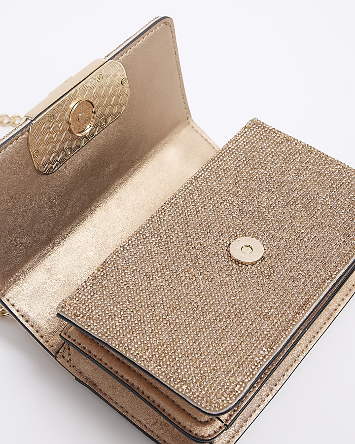Rose gold diamante shoulder bag