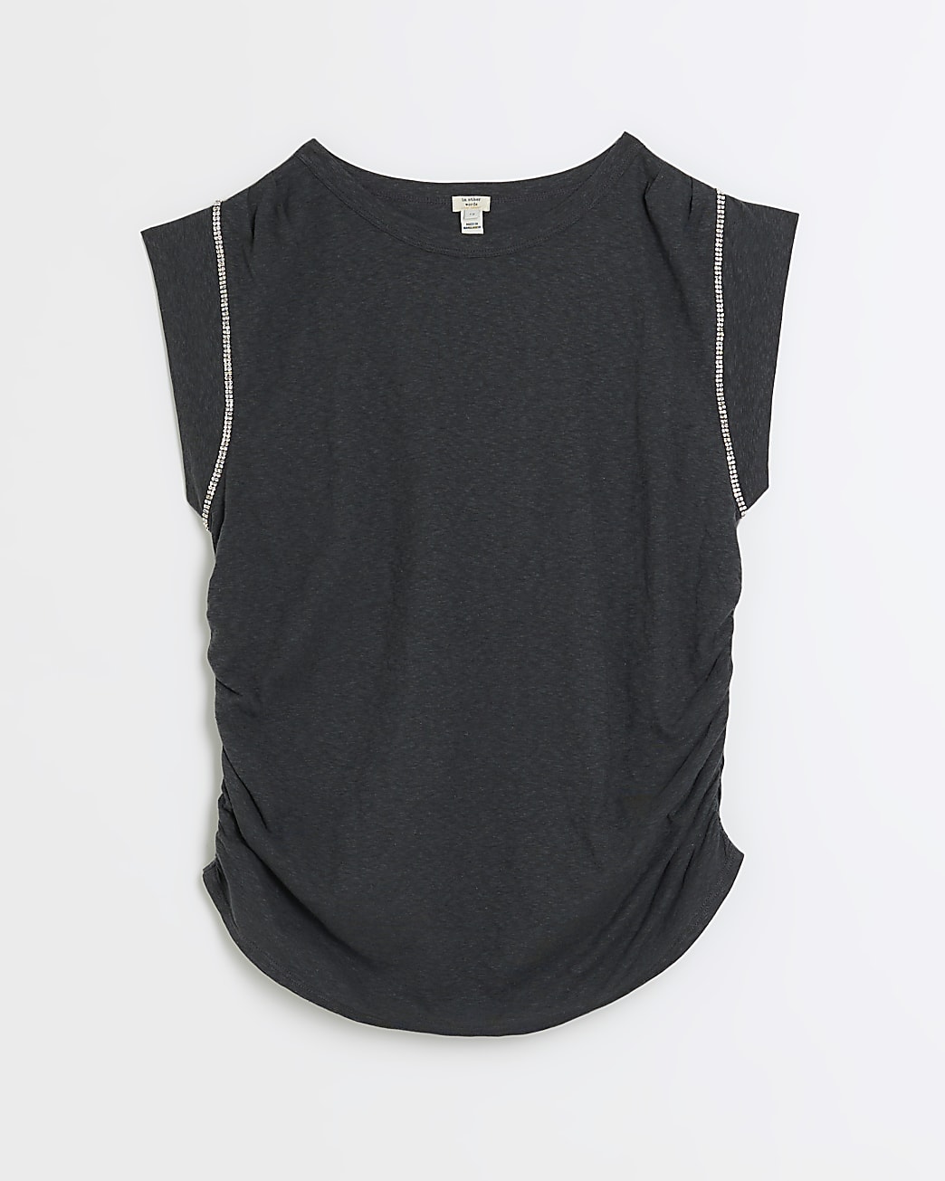 Grey diamante trim t-shirt