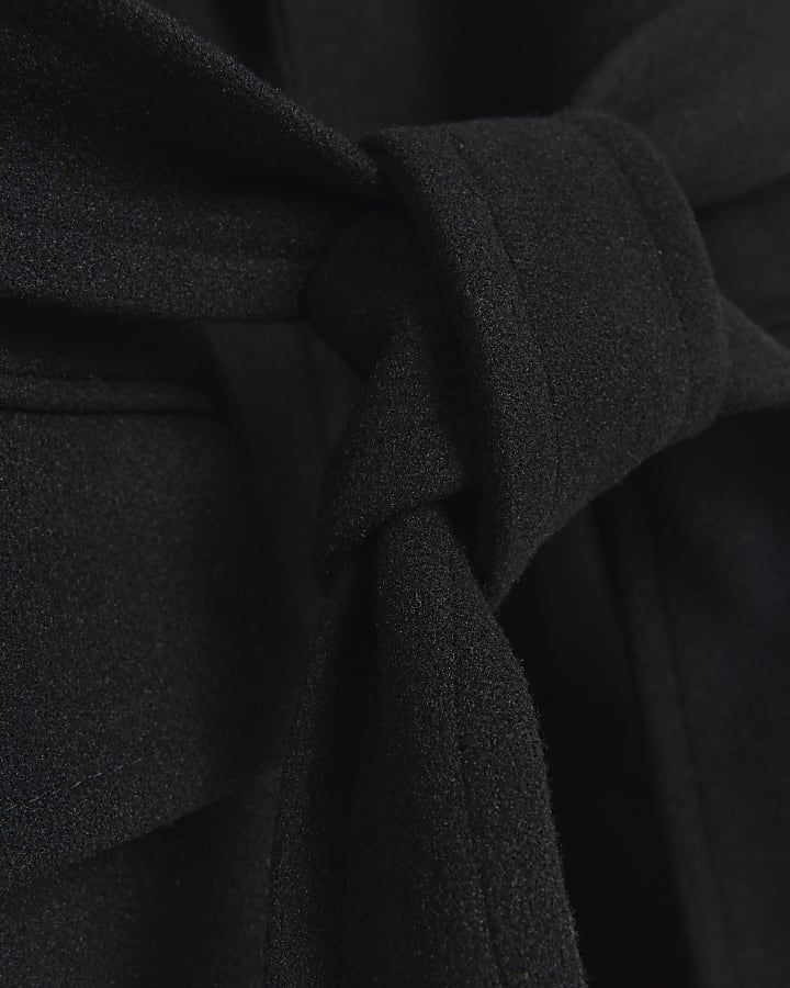 Black belted hybrid coat