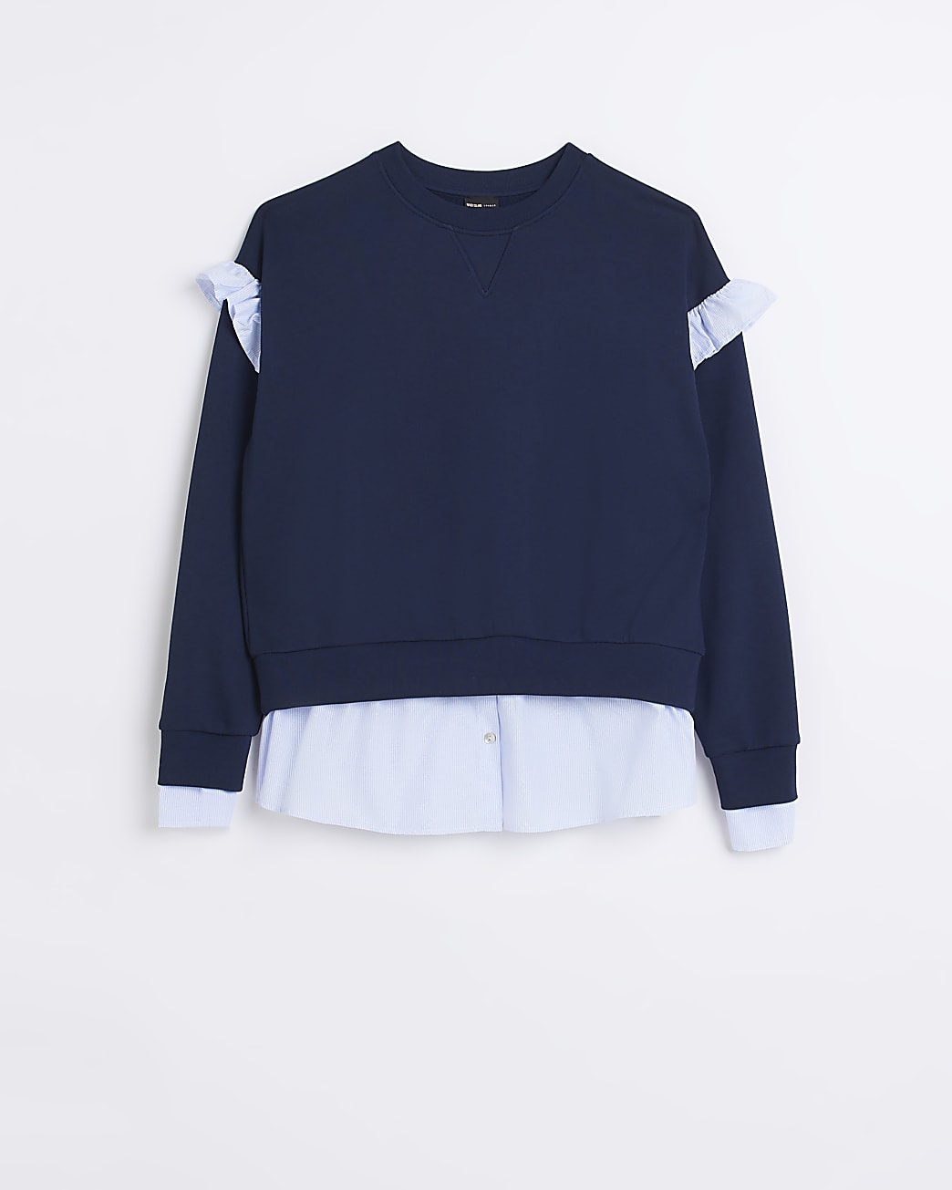 Navy frill shirt sweatshirt