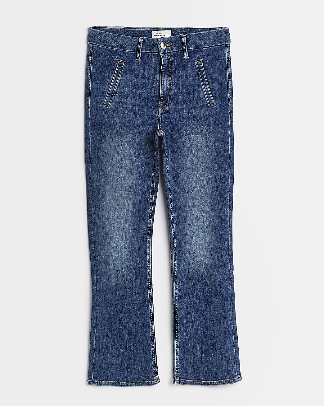 Petite blue high waisted flared jeans