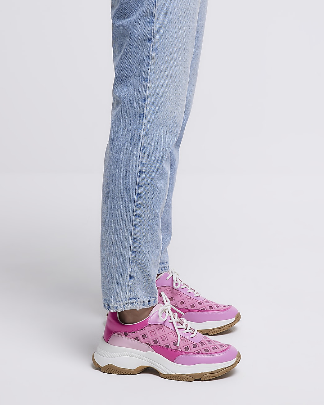 Pink cut out chunky trainers
