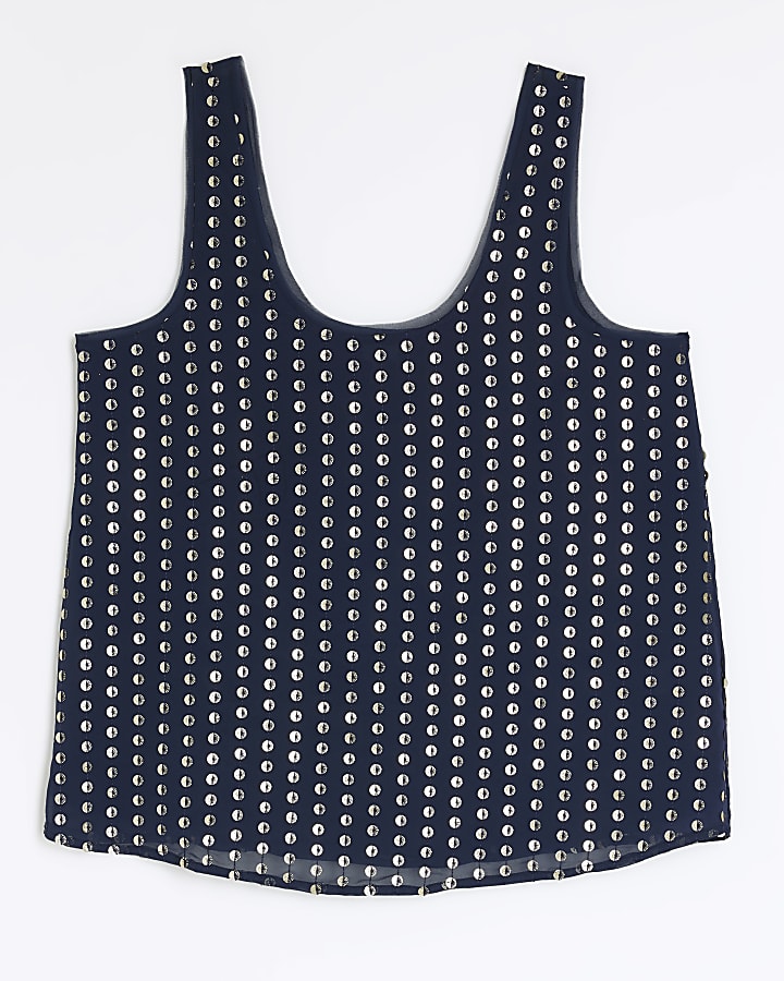 Navy sequin tank top