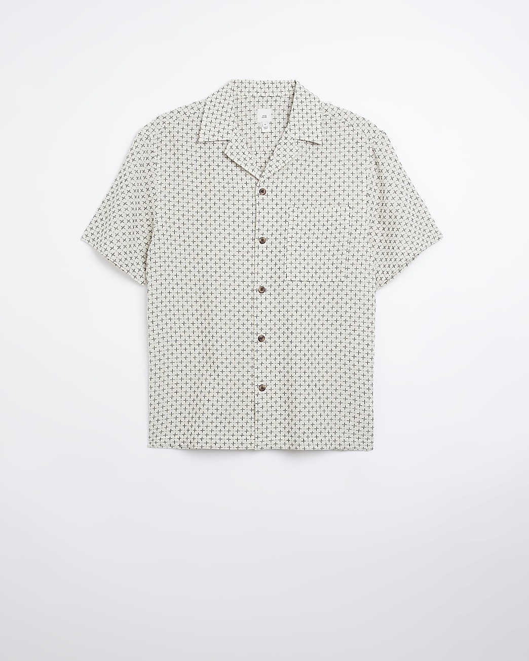 Ecru regular fit embroidered revere shirt