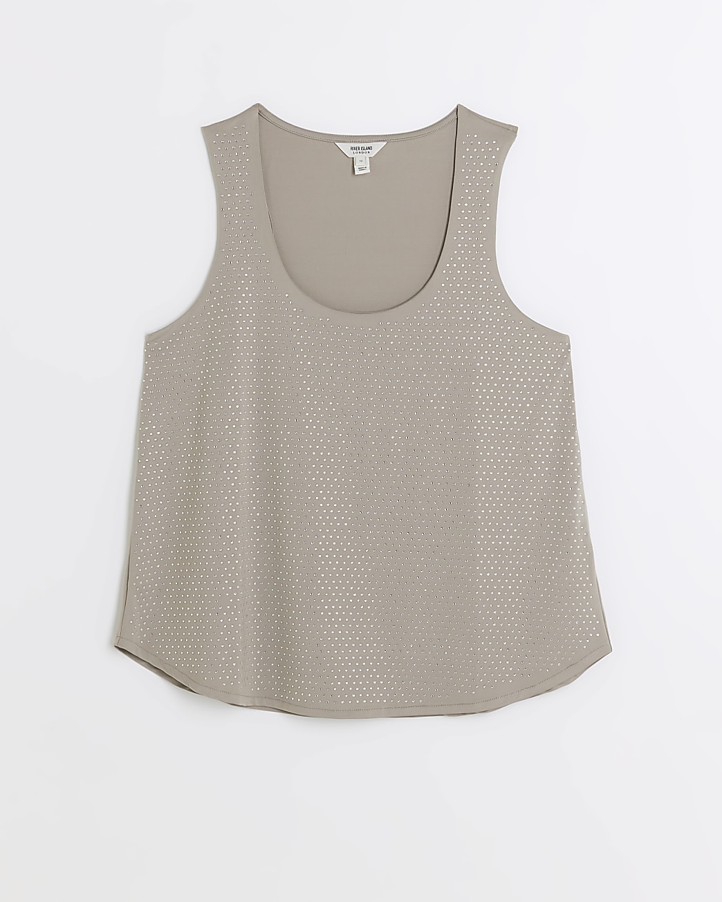 Khaki embellished tank top