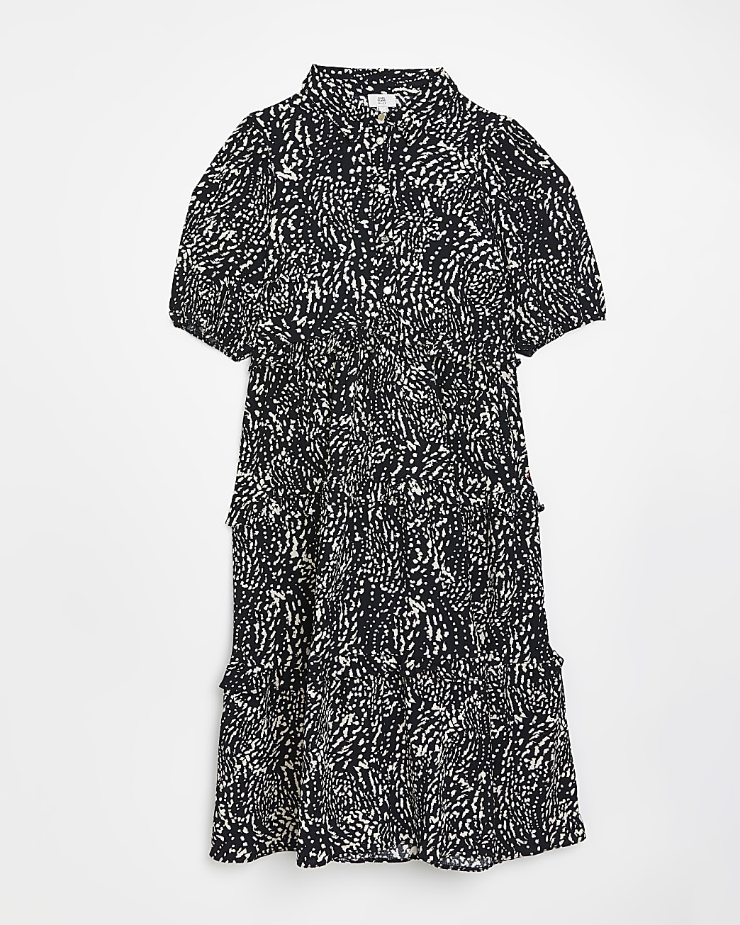 Petite black animal print midi shirt dress