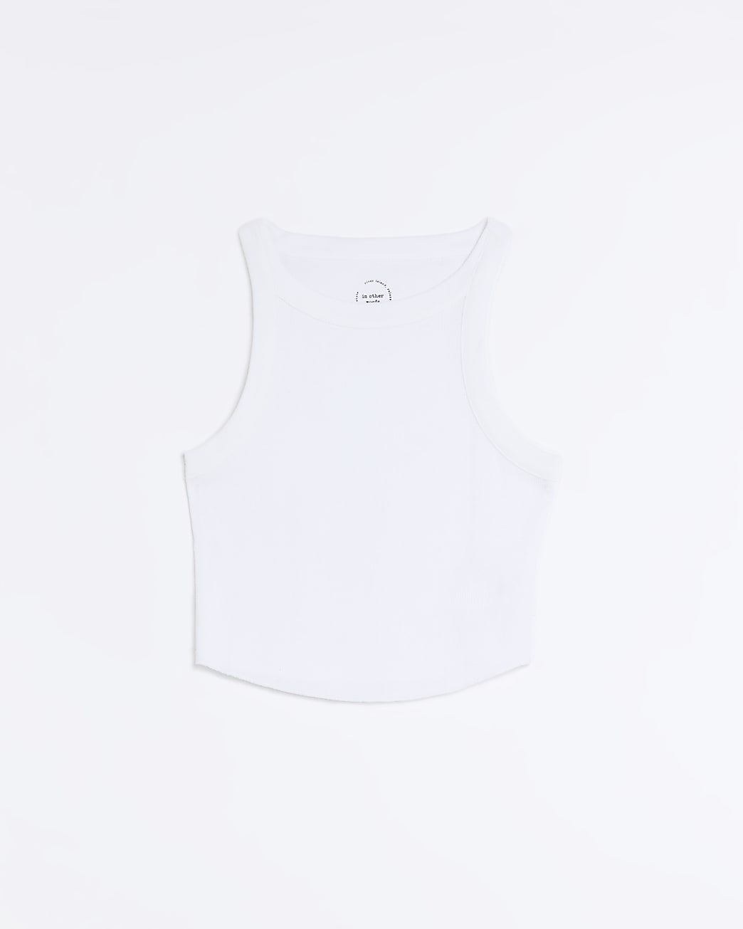 White rib crop racer top