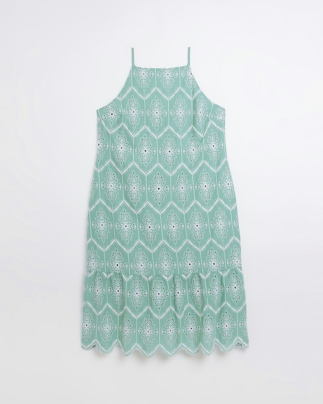 Plus green broderie shift midi dress