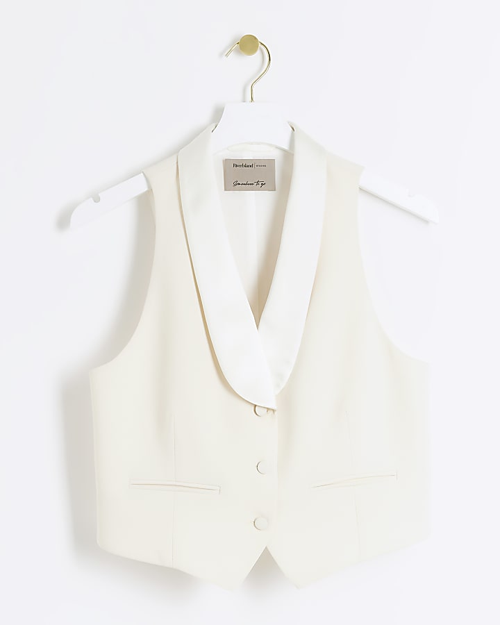 Cream crop tux waistcoat