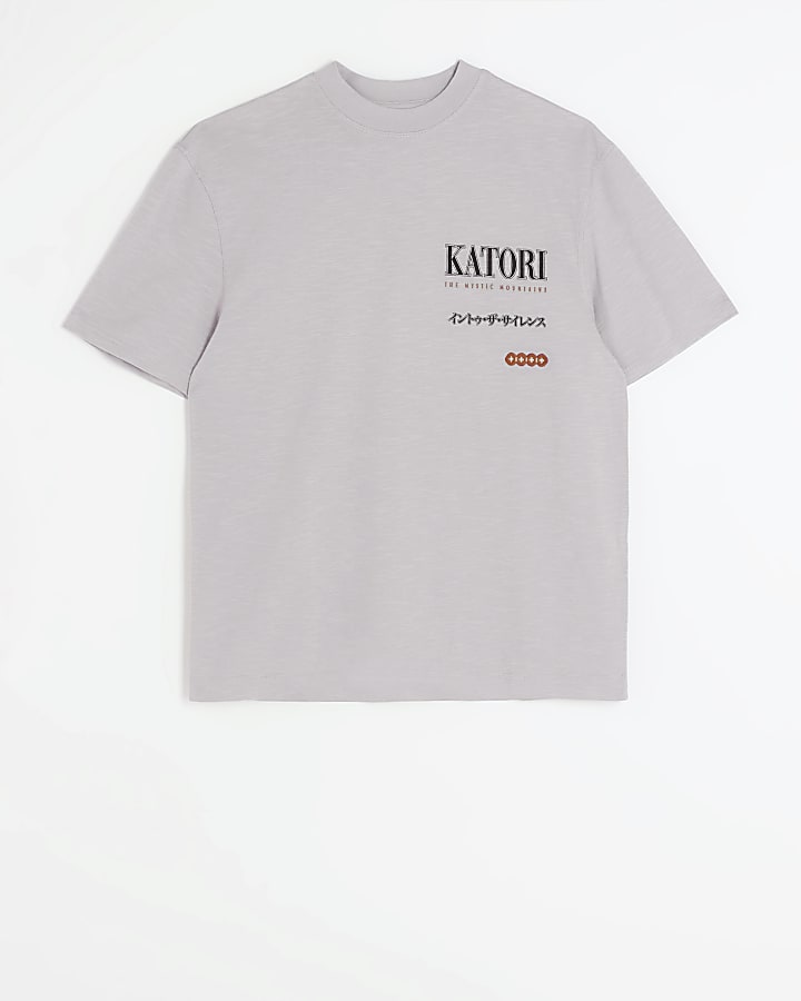 Grey regular fit tiger graphic t-shirt