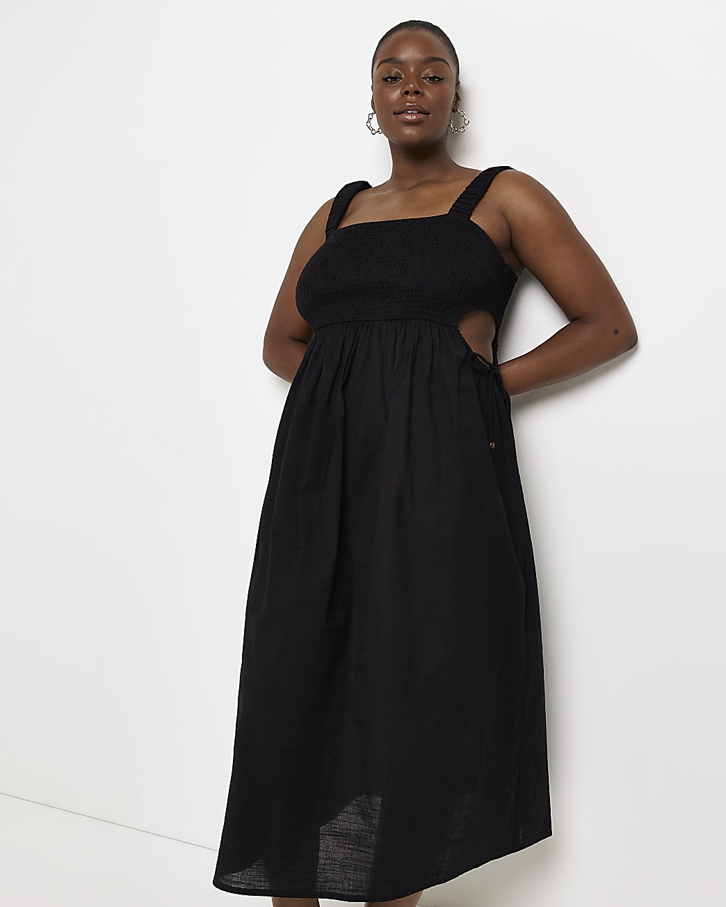 Plus black cut out beach midi dress