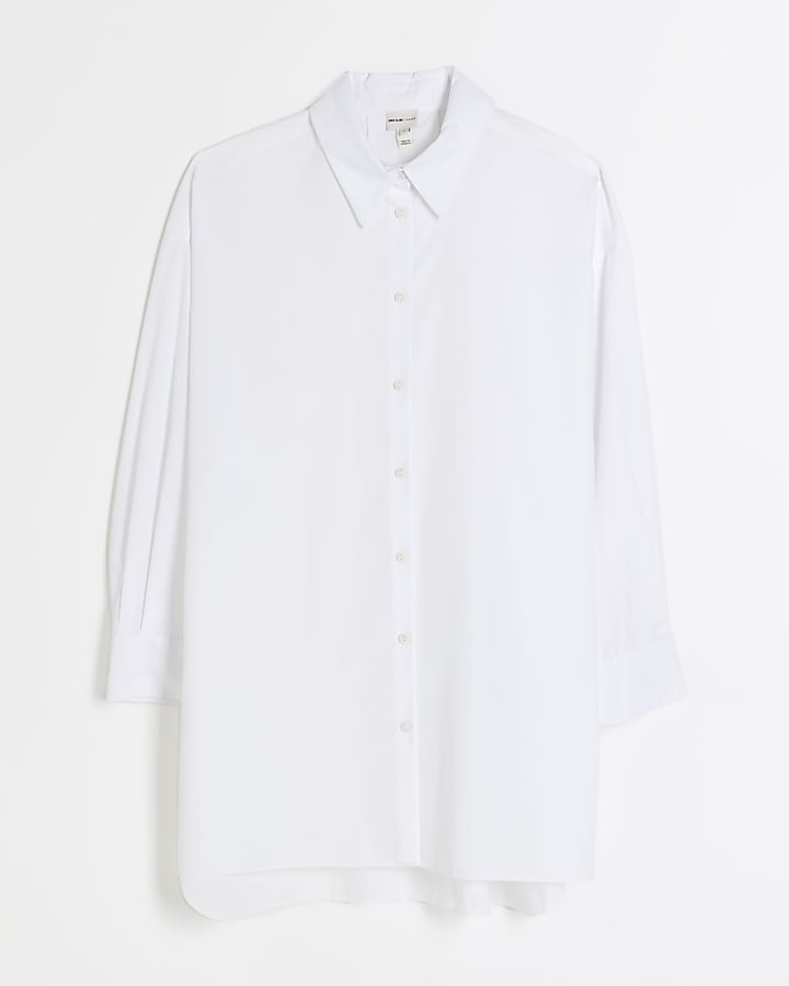 White oversized split hem shirt