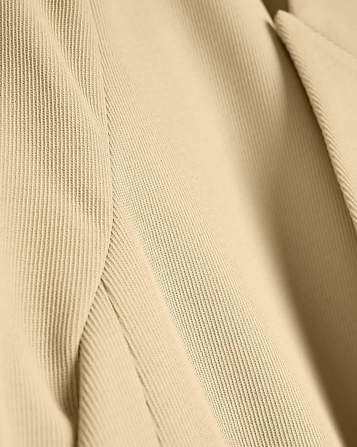 Petite beige ruched sleeve blazer