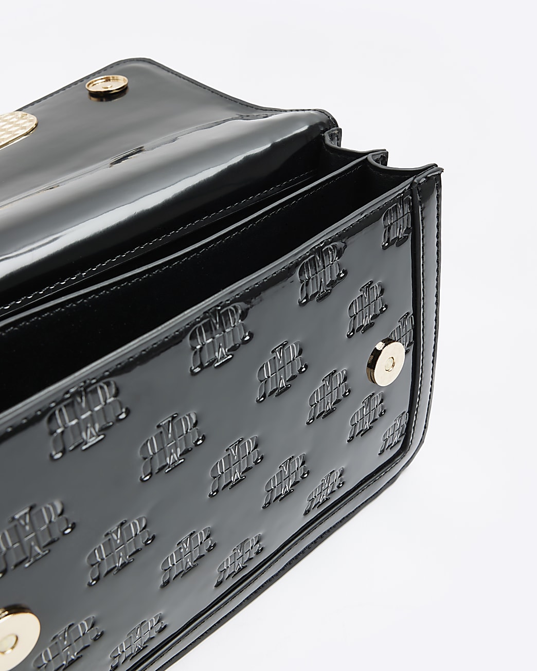 Black RR monogram patent bag