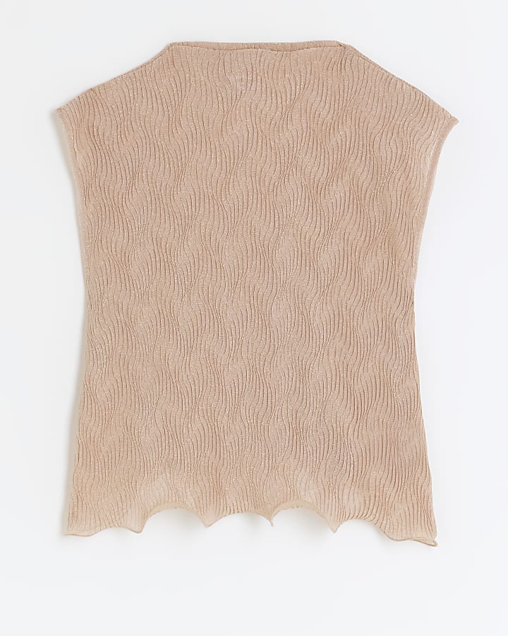Pink plisse frill hem blouse