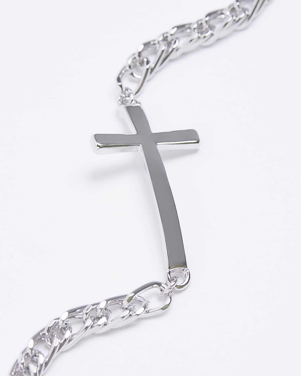 Silver colour cross bracelet