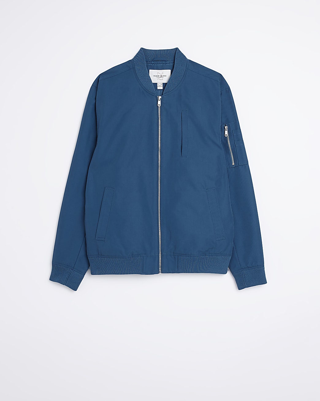 Blue regular fit bomber jacket