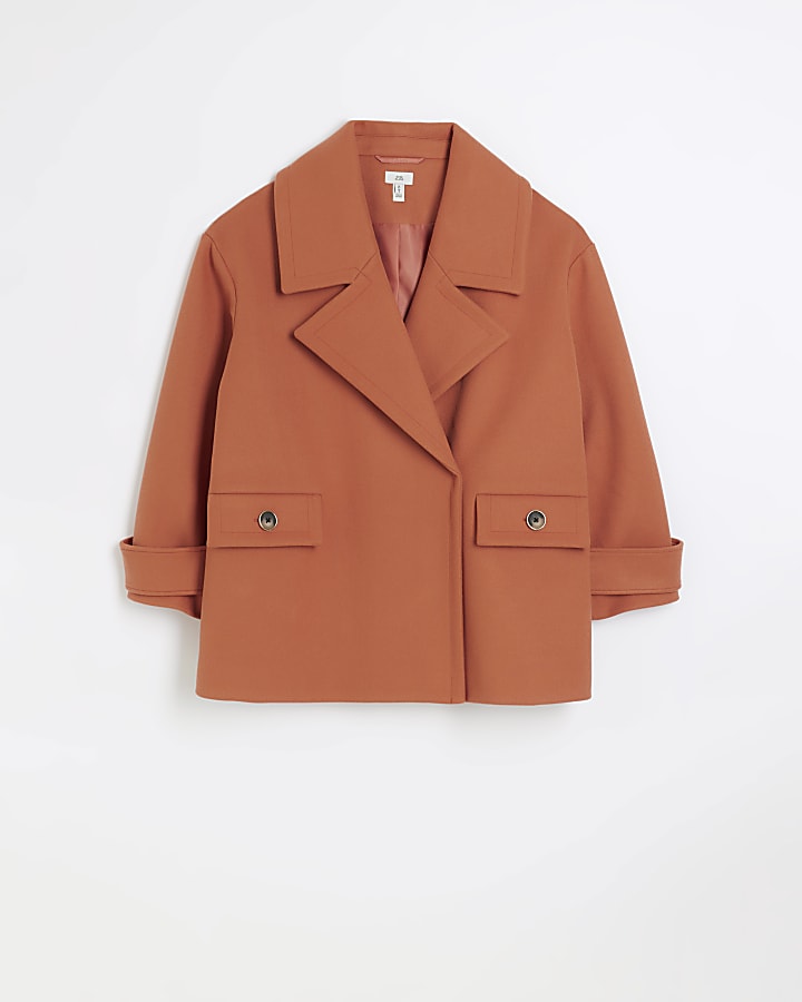 Petite pink wool blend short coat