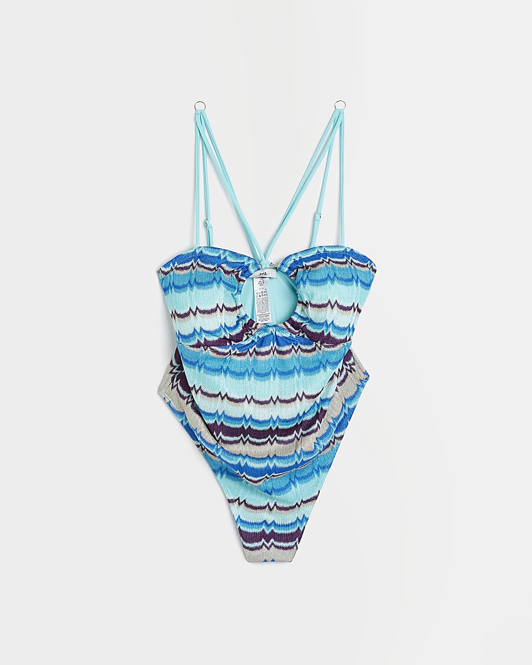 Blue stripe ring detail swimsuit