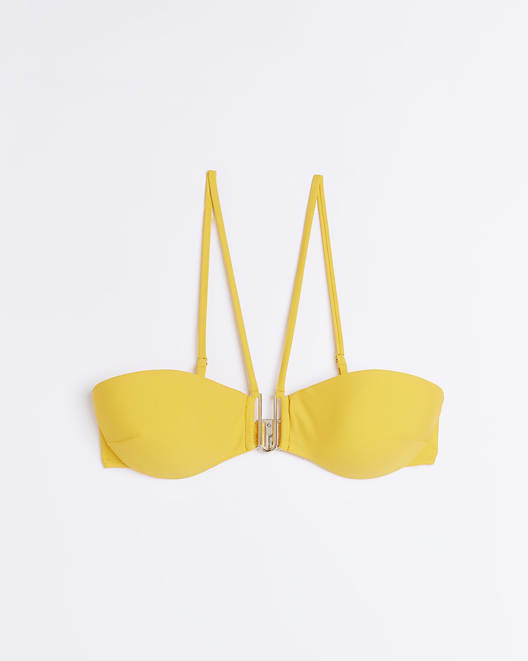 Orange trimmed bandeau bikini top