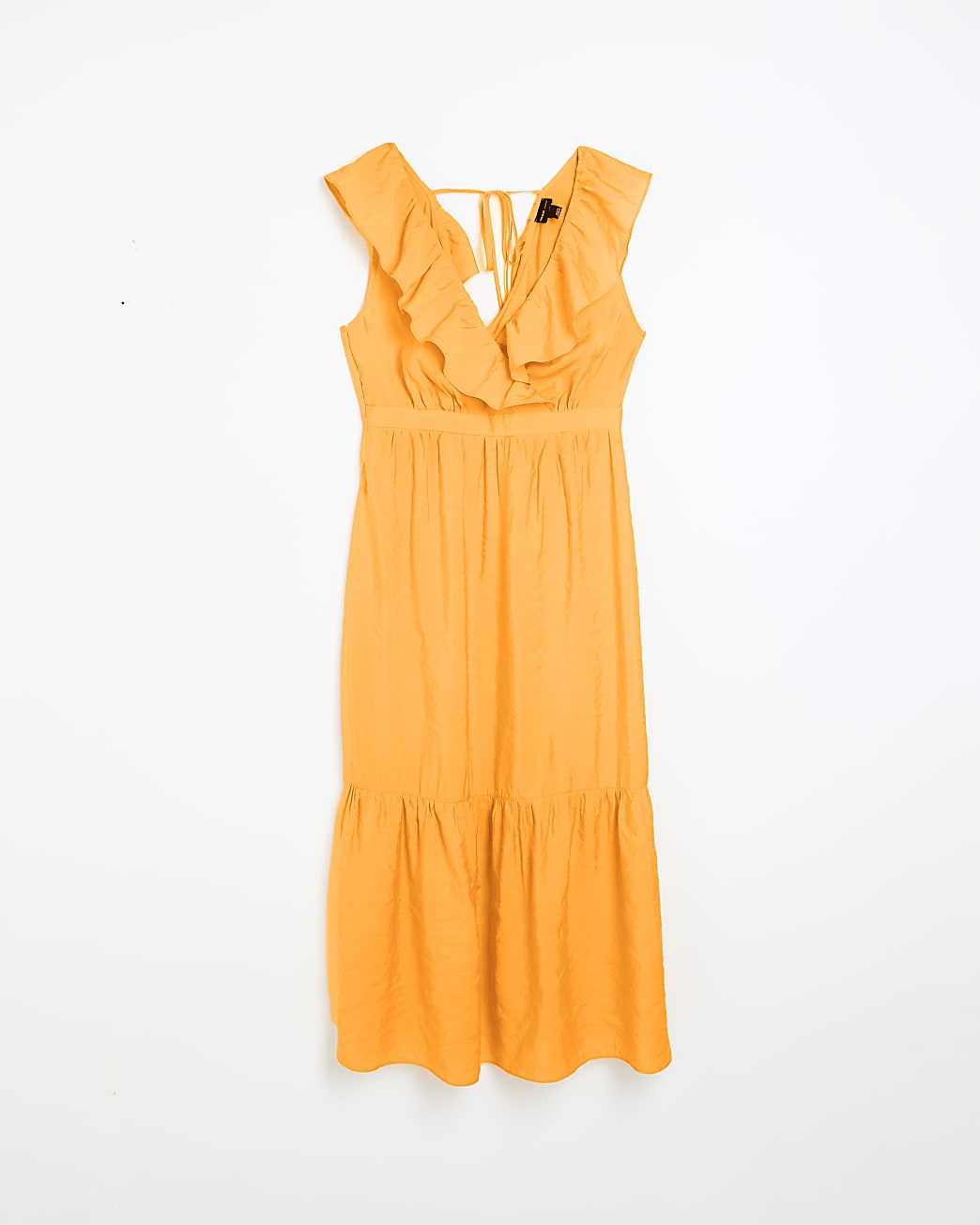 Orange frill sleeveless swing maxi dress