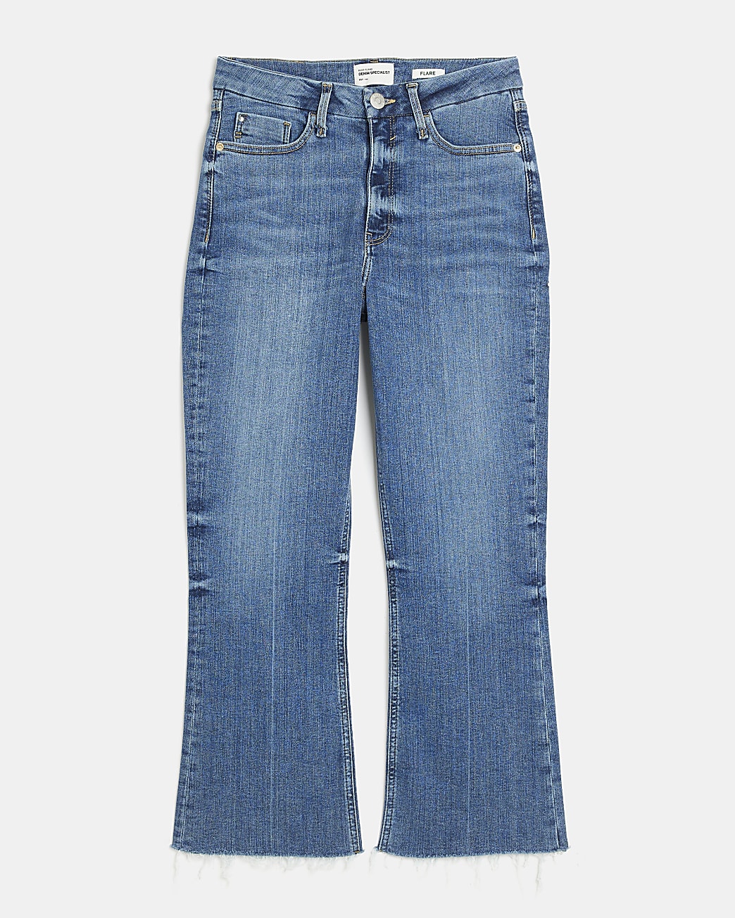 Blue high waist crop flare jeans