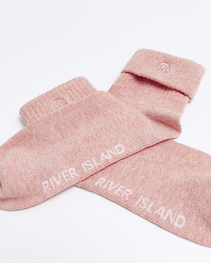 Pink turned hem socks