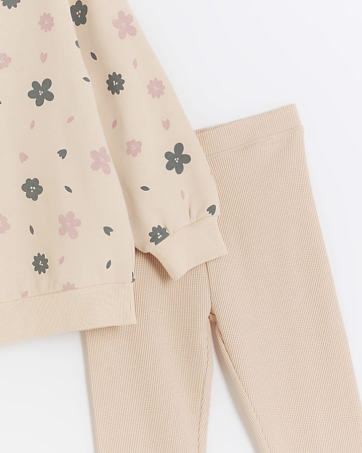 Girls pink floral sweat and leggings outfit