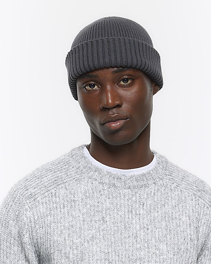 Grey slim fit soft rib jumper