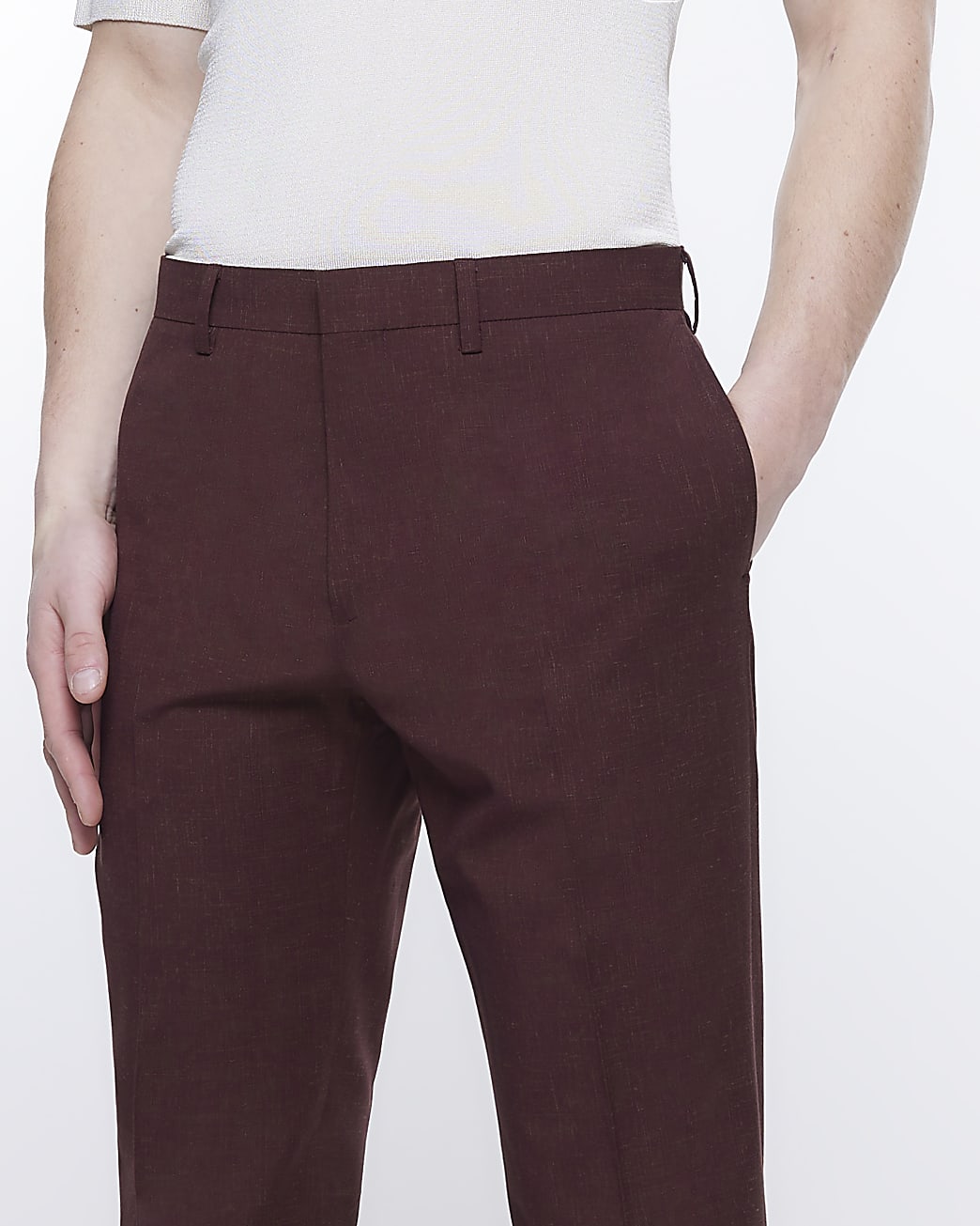 Brown slim fit suit trousers