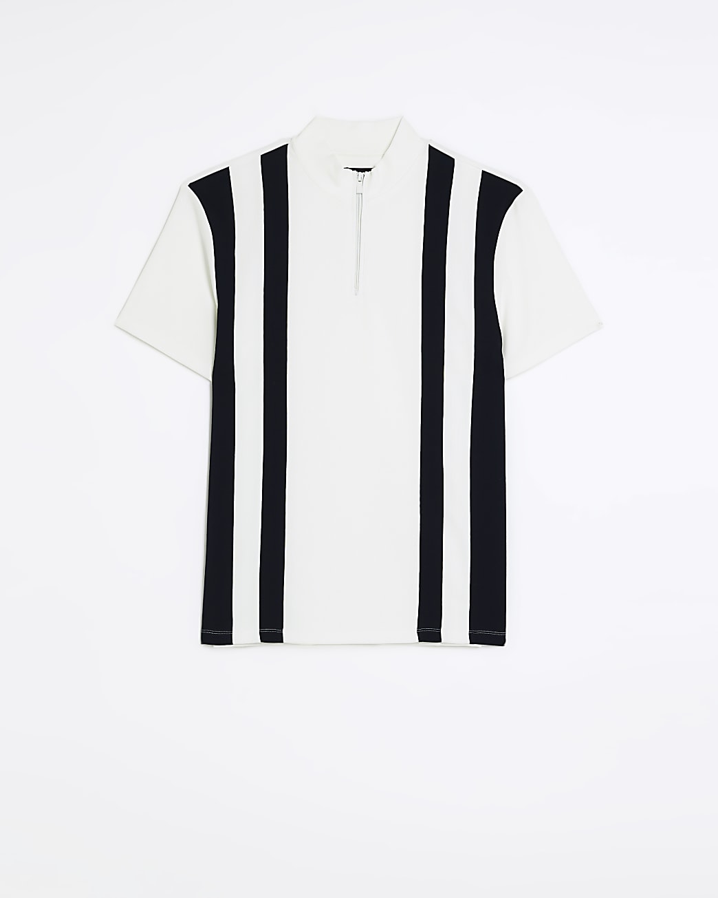 White regular fit colour block funnel polo