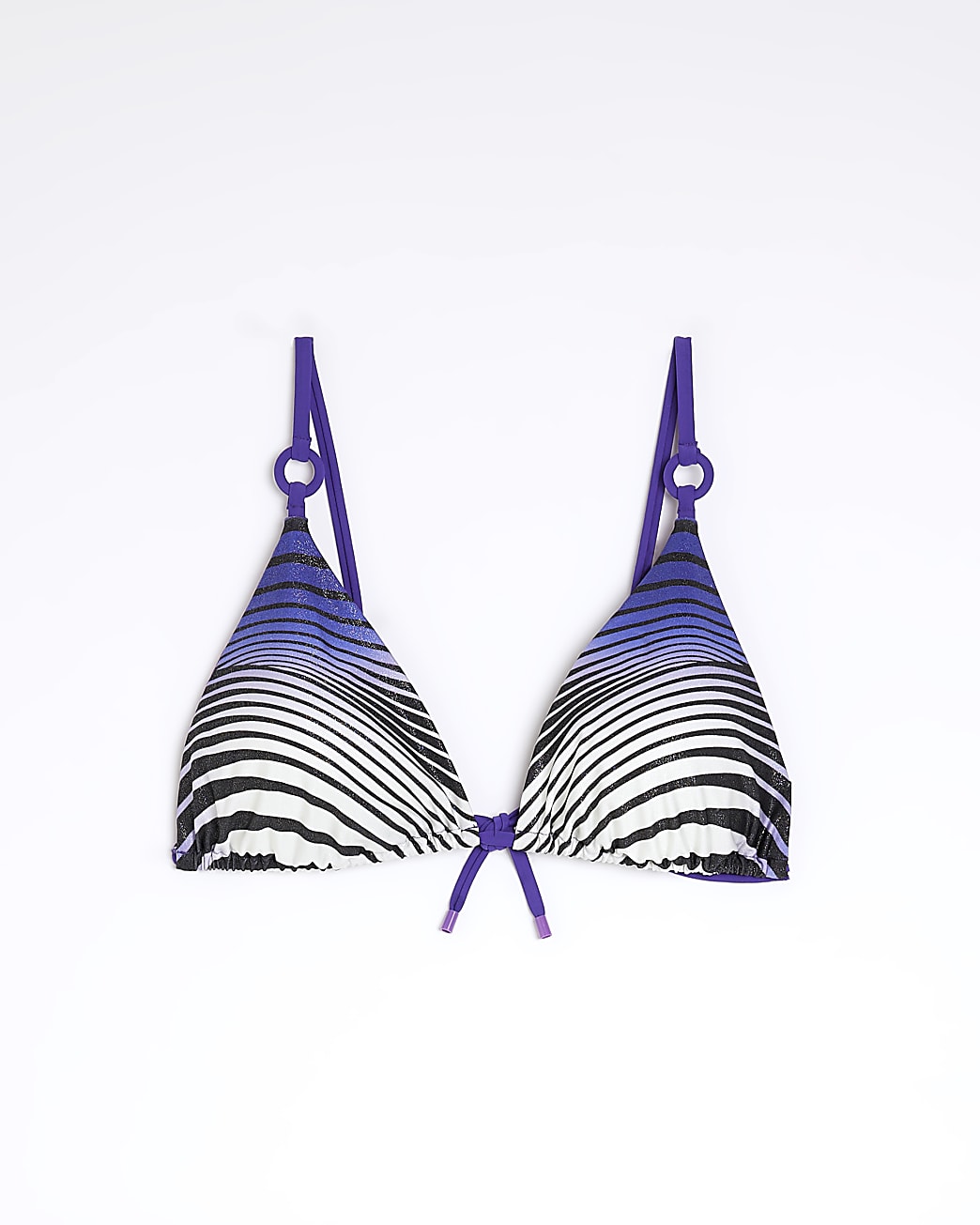 Blue stripe triangle bikini top