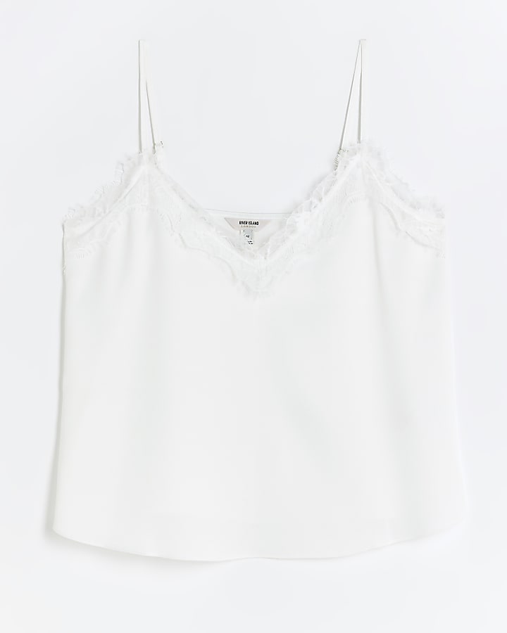 White lace trim cami top