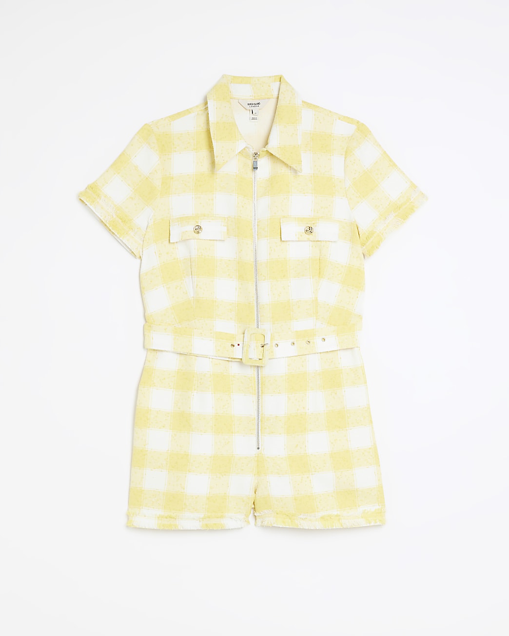 Yellow Gingham Short Sleeve Playsuit