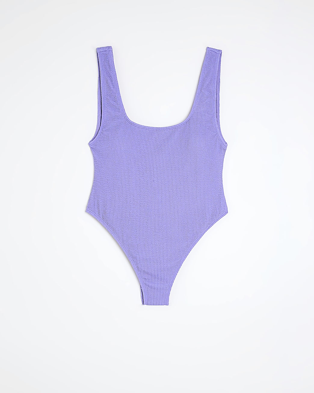 Purple scoop neck textured swimsuit