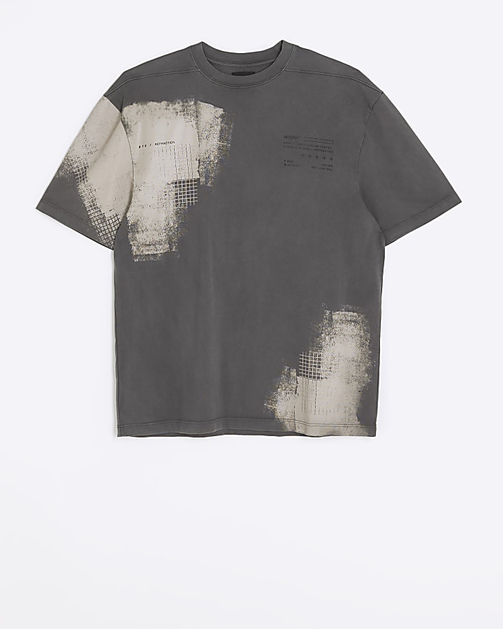 Stone regular fit graphic texture t-shirt