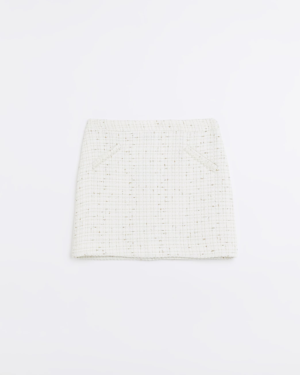 Cream boucle embellished mini skirt